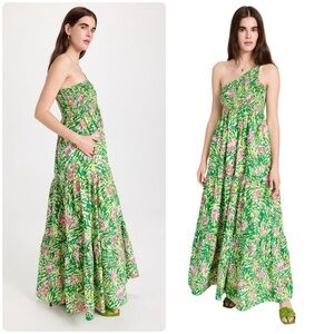 New SWF Centered One Shoulder Floral Green Maxi Dress 💚 Small